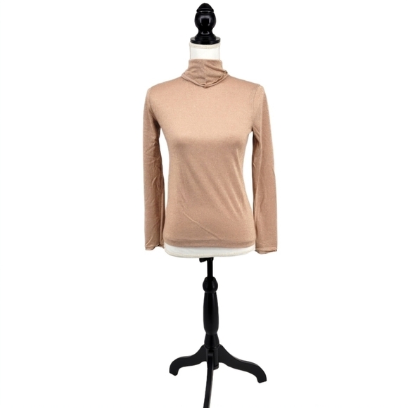 J. Crew Tan With Metallic Gold Flake Turtleneck - Picture 1 of 11
